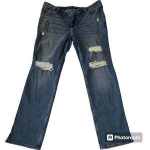 Hollister Women’s 17R Low-Rise 90s Vintage Straight Blue Jeans Distressed 33x31